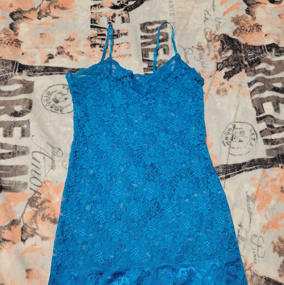 Lace blue night slip night dress